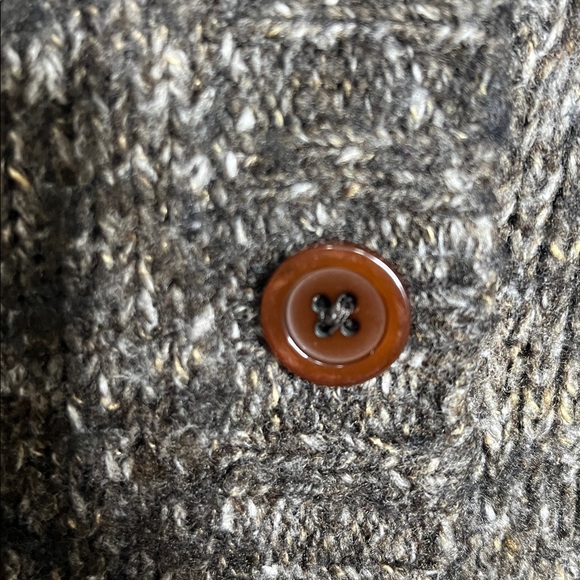 LL Bean Wool Blend button Sweater Sz L black grey - Picture 5 of 5